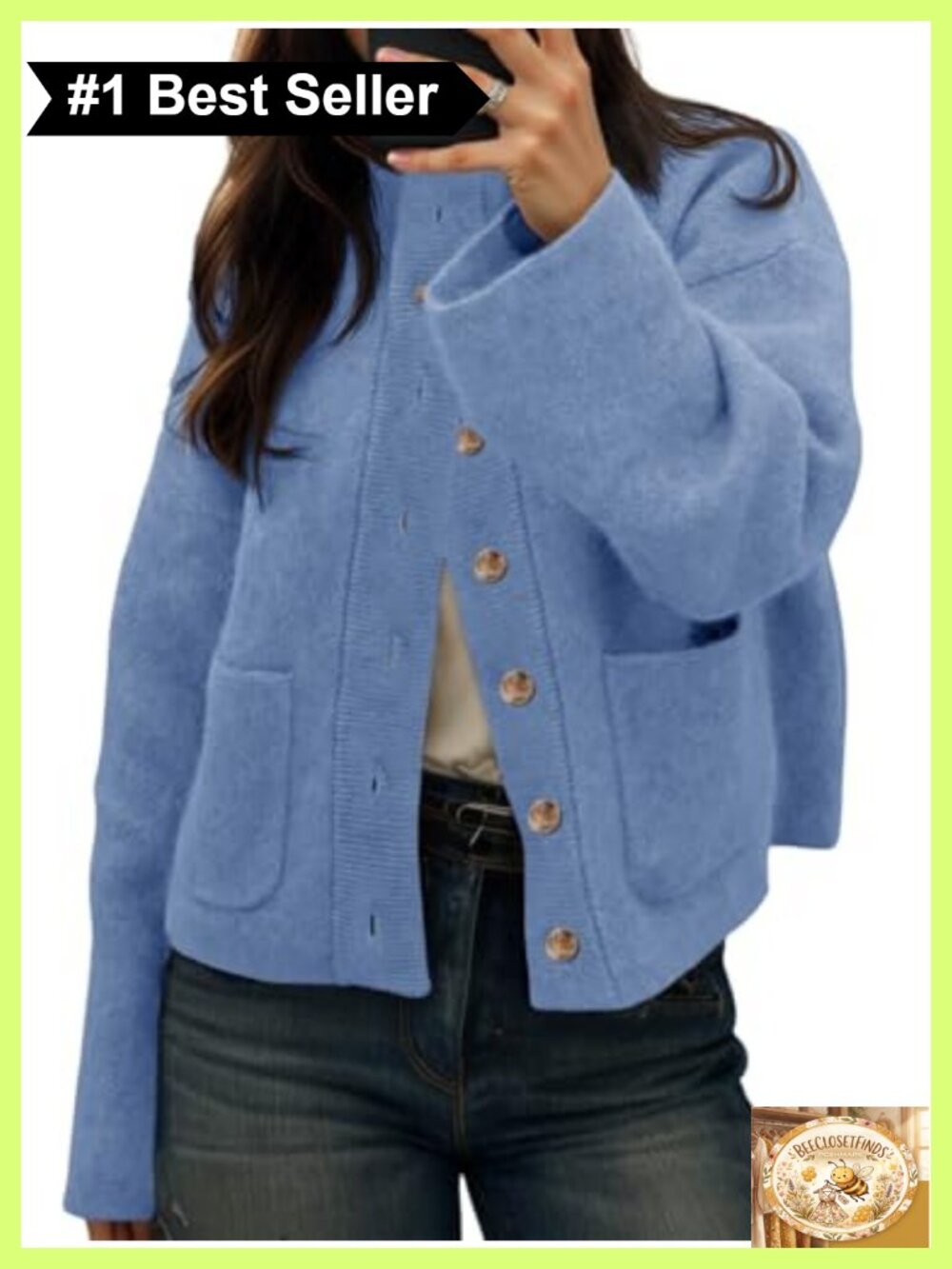 Chunky Knit Cardigan Button Down Open Front Sweater with Pockets